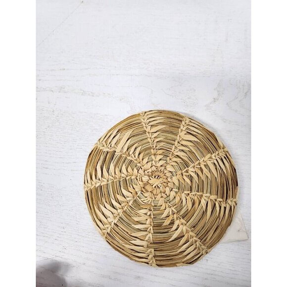 VTG 1971 Tohono O'Odham Papagon Indian Basket Shallow Tray Basket Bowl Handmade - Picture 8 of 10